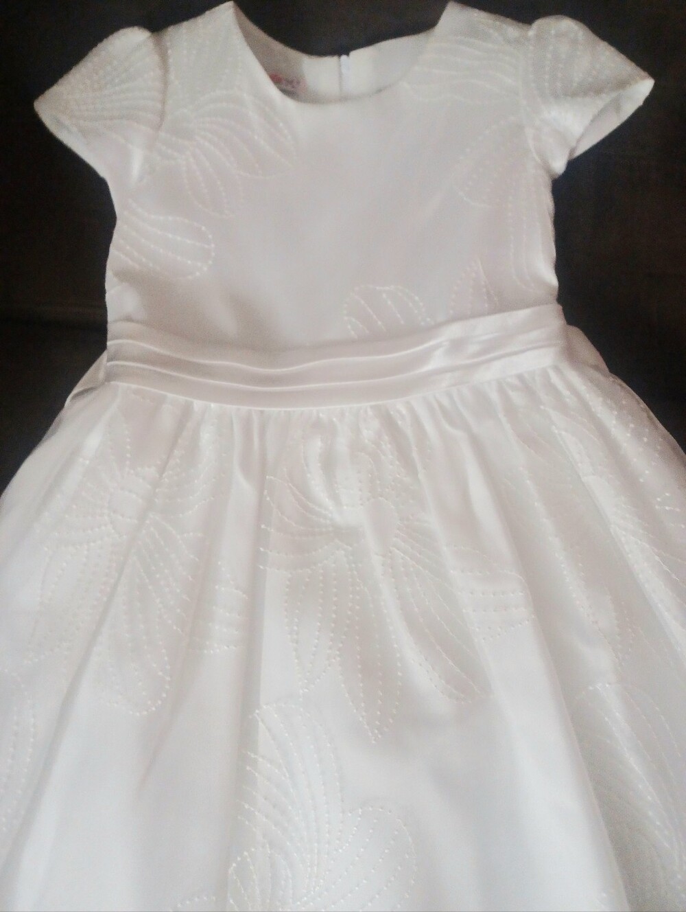 Katie M. White Girls' Special Occasion Dress Embroidered Floral Party Dress